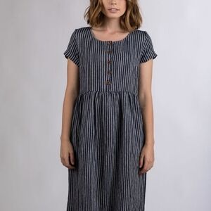 Pyne & Smith | Striped Flax Linen Mini Dress No.10 Size Small